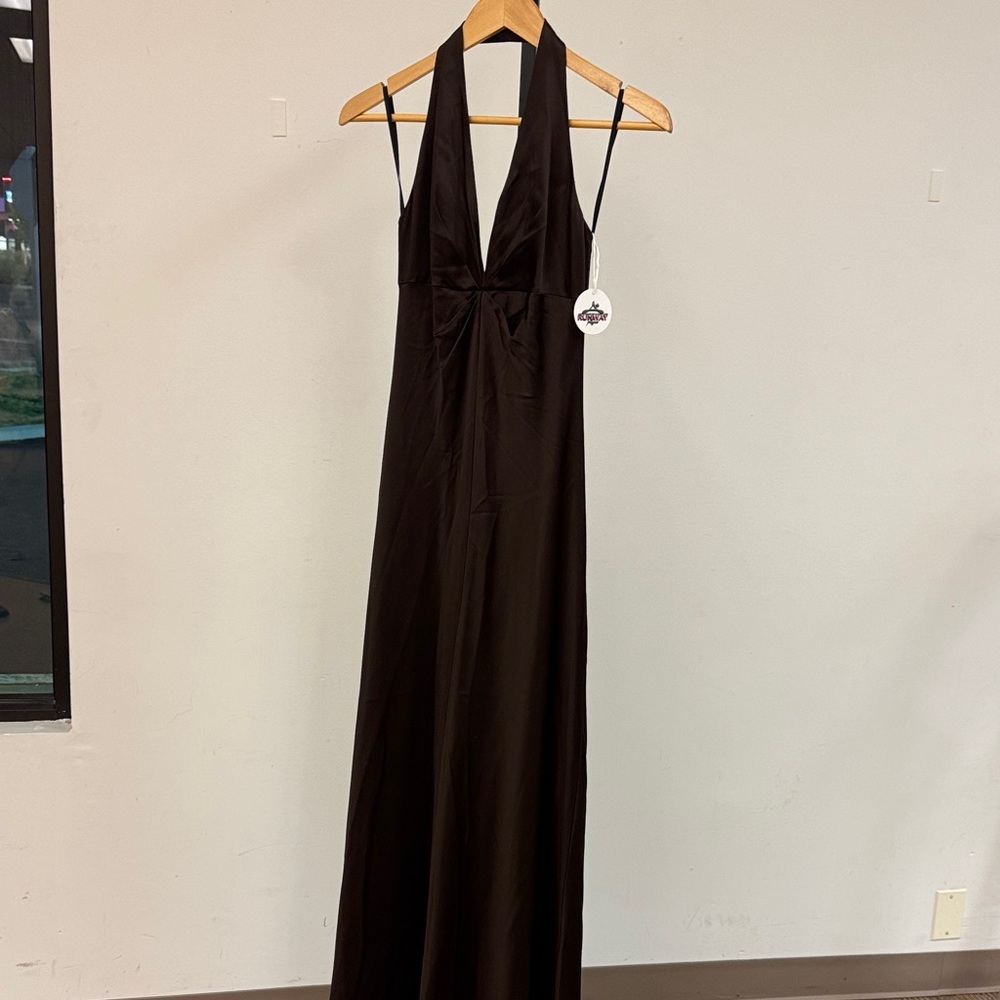 Laundry by Design Elegant Brown Halter Maxi Dress